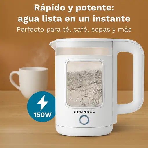 Hervidor de agua blanco, 1,8 L, 1500 W, HV-18CWPBL GRUNKEL