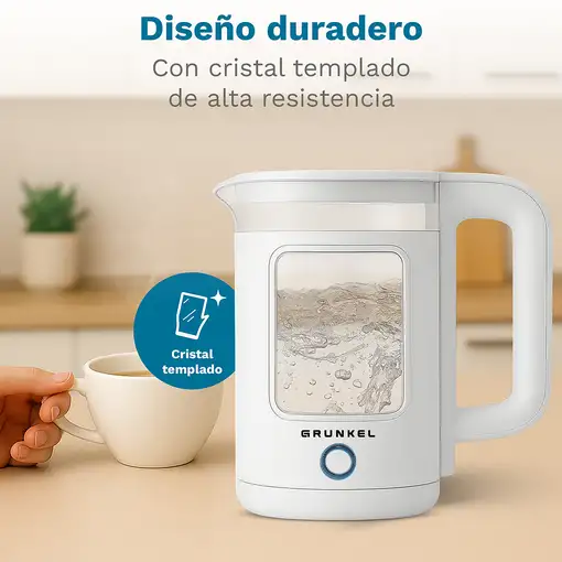 Hervidor de agua blanco, 1,8 L, 1500 W, HV-18CWPBL GRUNKEL