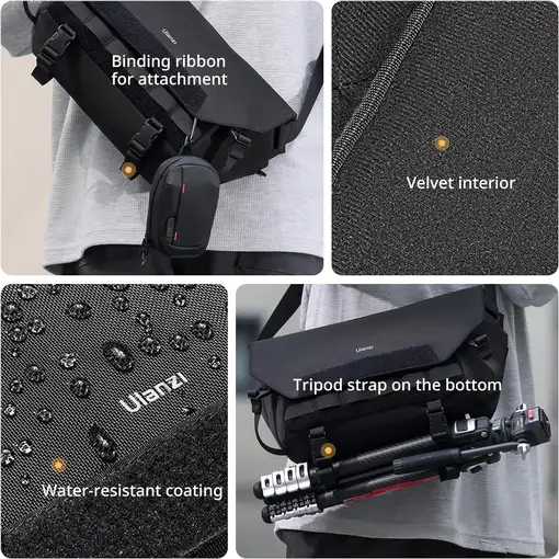 Funda Bandolera Cámara DSLR Impermeable 9L Correa para Trípode