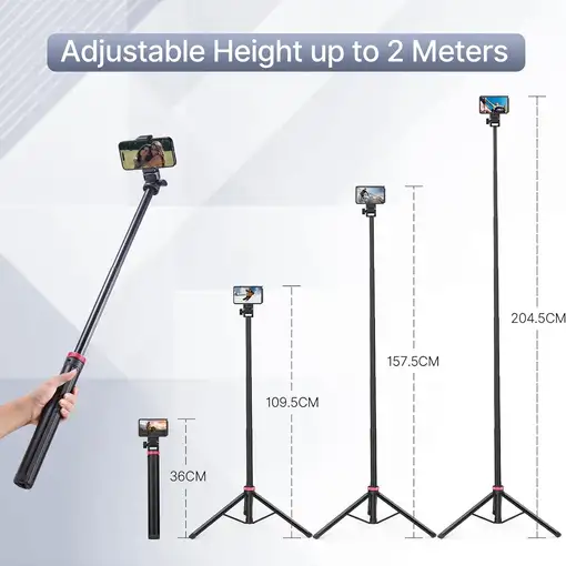Trípode 205cm Ajustable para Luz LED, Móvil Cámara, DSLR 1/4