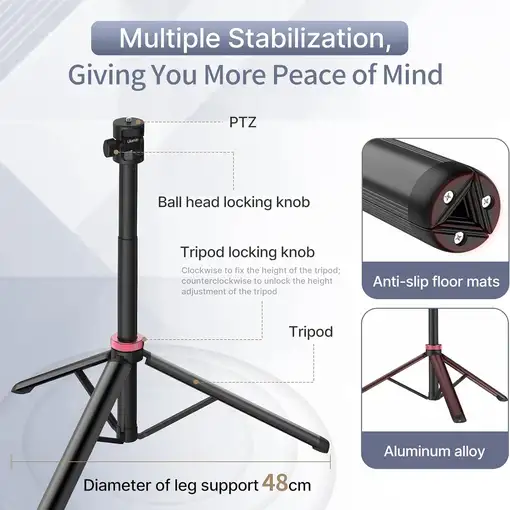 Trípode 205cm Ajustable para Luz LED, Móvil Cámara, DSLR 1/4