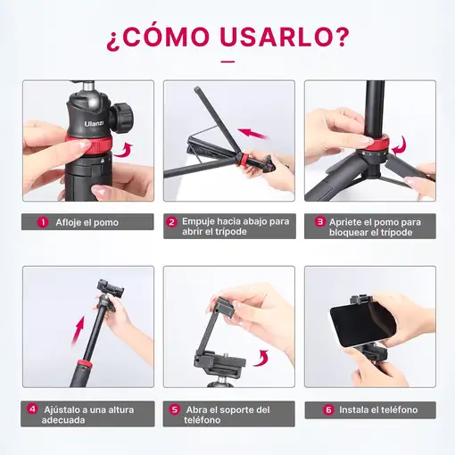 Trípode 2-en-1 Smartphone y Cámara Cabeza 360° MT-44