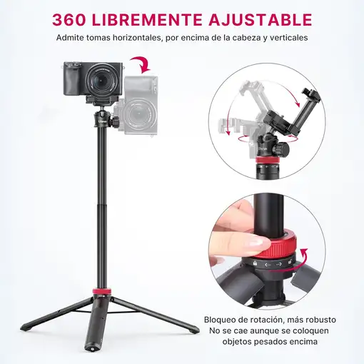 Trípode 2-en-1 Smartphone y Cámara Cabeza 360° MT-44
