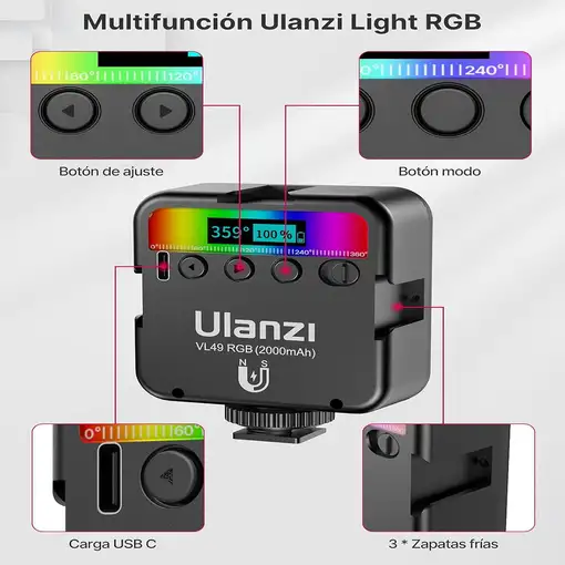 Luz LED Portátil 60 LEDs 800LUX 120° CRI 95+ Ajustable Magnética