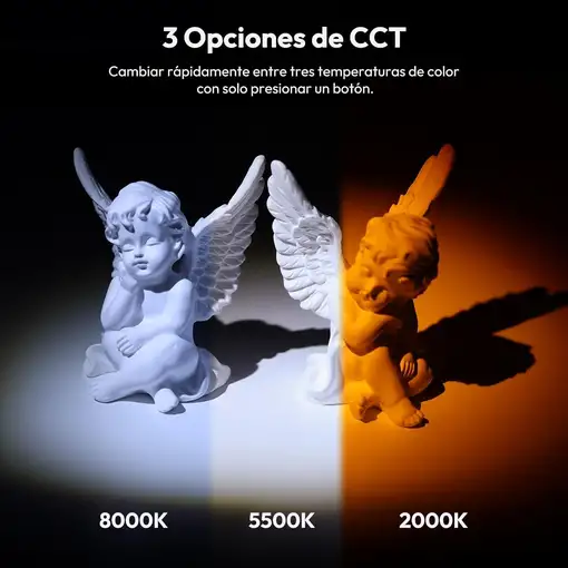 Linterna LED Bicolor 2000K-8000K 2000mAh Zoomable Rosca 1/4