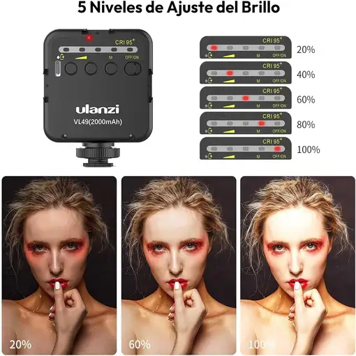 Luz LED 500K 49 LEDs CRI 95+ Recargable Zapata Fría