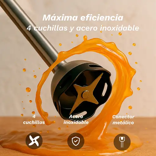 Batidora de mano inox, 1500 W, con vaso, picadora, varilla, BM-1500SET GRUNKEL