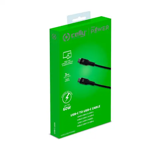 Celly USBCUSBCPD3MBK cable USB 3 m USB C Negro