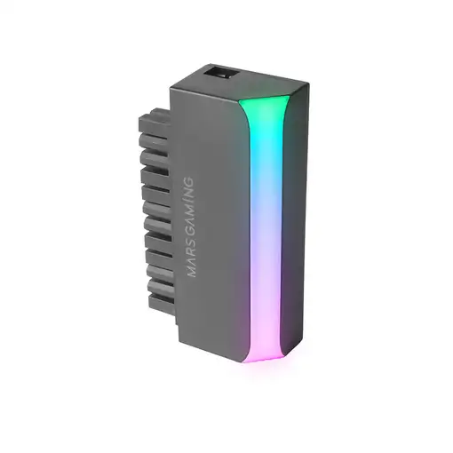 Mars Gaming MCA-L24, Adaptador ATX 24 PIN a 90°, Iluminación 5V 3-PIN ARGB, Adapta