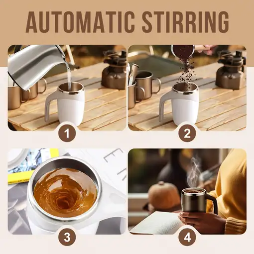 Taza de café Klack con agitación automática portátil, de acero inoxidable