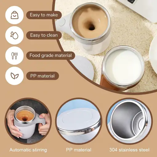 Taza de café Klack con agitación automática portátil, de acero inoxidable