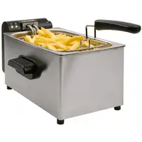 Freidora 3L, 2000W, acero inox, temp. ajustable y partes lavables.