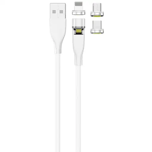 2GO 797317 cable USB 1 m USB B USB C/Micro-USB B/Lightning Blanco