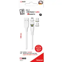 2GO 797317 cable USB 1 m USB B USB C/Micro-USB B/Lightning Blanco