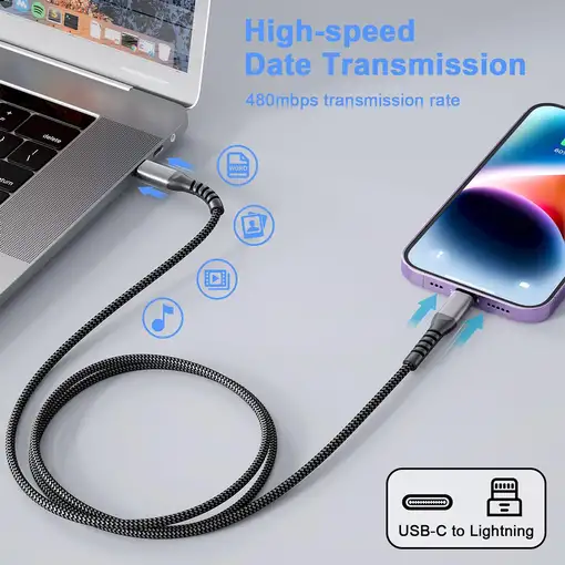 Cable Carga Rápida de 2 metros USB-C a LIGHTING - Irrompible