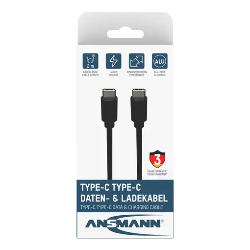 Ansmann 1700-0122 cable USB 2 m USB C Negro Ansmann 1700-0122 cable USB 2 m USB C Negro
