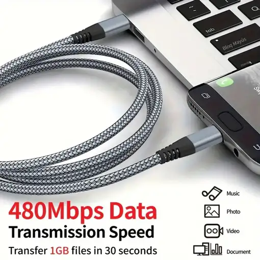 Cable Carga Rápida trenzado de 2 metros USB-C a USB-C -Irrompible