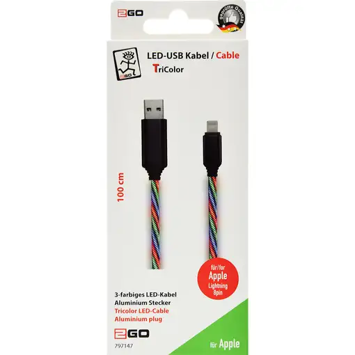 2GO 797147 cable de conector Lightning 1 m Multicolor