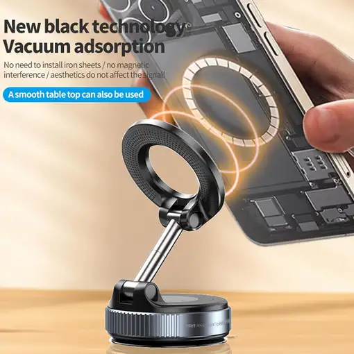Soporte magnético Klack para teléfono con brazo regulable 360, ventosa ultra vacío