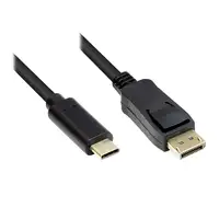 Alcasa GC-M0105 adaptador de cable de vídeo 1 m USB Tipo C DisplayPort Negro