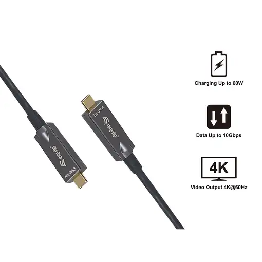 Equip 119461 Cable óptico activo USB-C a C, M/M, 5,0m, PD 60W, 4K/60Hz, 10Gbps, Ví