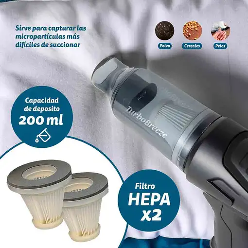 Aspirador de mano 12 KPa, 80W, autonomía 25 minutos, carga USB, CARFORCE2 GRUNKEL