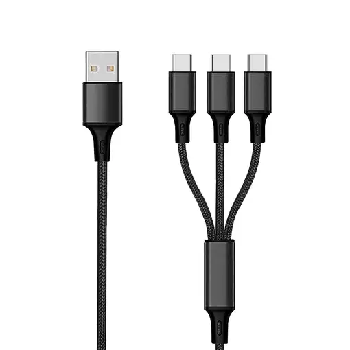 2GO 797156 cable USB 1,5 m USB B 3 x USB C Negro