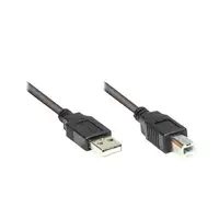 Alcasa USB 2.0 1.8m cable USB 1,8 m USB A USB B Negro