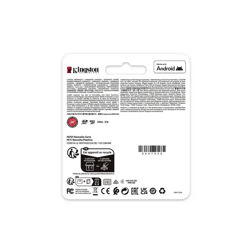 Kingston Technology Tarjeta microSDXC Canvas Go Plus Gen4 de 64 GB, 200 MB/s, A2 U