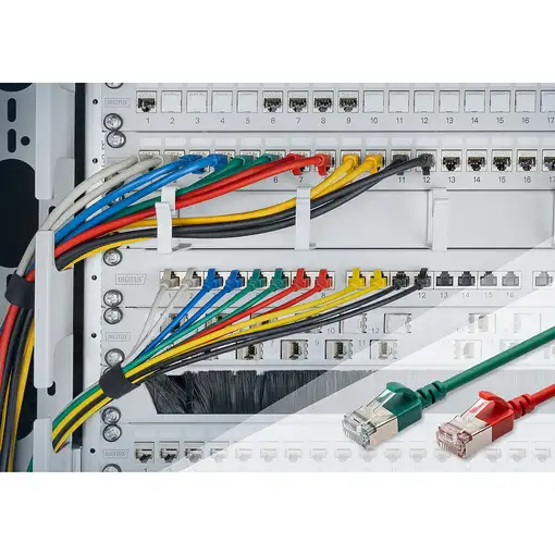 Digitus CAT 6A F-FTP Cable de conexión delgado, 0,3 m, rojo