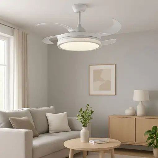 Ventilador de Techo Klack con Luz LED, Aspas retráctiles de 106 cm