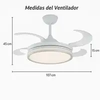 Ventilador de Techo Klack con Luz LED, Aspas retráctiles de 106 cm Ventilador de Techo Klack con Luz LED, Aspas retráctiles de 106 cm