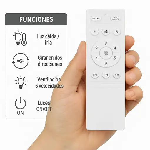 Ventilador de Techo Klack con Luz LED, Aspas retráctiles de 106 cm