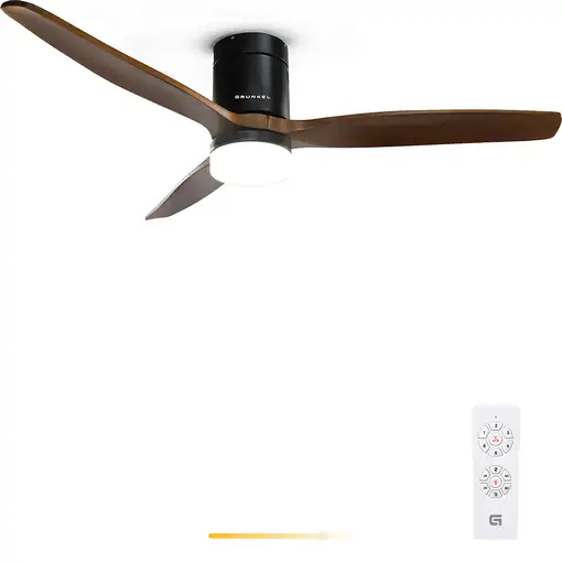 Ventilador de techo con luz Led, 3 aspas madera oscura 132cm, SKYWIND-52WN GRUNKEL