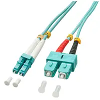 Lindy 1.0m OM3 LC - SC Duplex Cable de fibra óptica e InfiniBand 1 m Turquesa