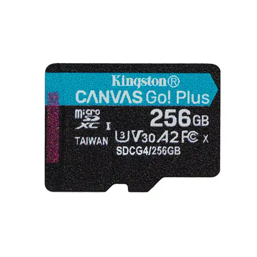 Kingston Technology Tarjeta microSDXC Canvas Go Plus Gen4 de 256 GB, 200 MB/s, A2