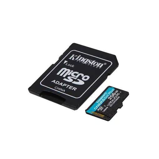 Kingston Technology Tarjeta microSDXC Canvas Go Plus Gen4 de 256 GB, 200 MB/s, A2
