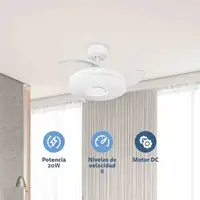 Ventilador techo Grunkel SKYWIND-42BT, 7-30W, LED 35W, 6 vel., mando, Bluetooth