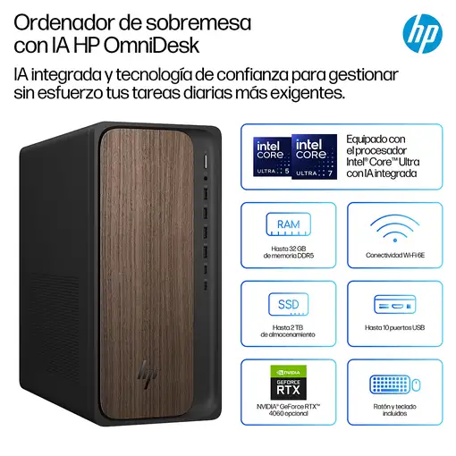 HP OmniDesk Desktop AI M03-0012ns PC Intel Core Ultra 5 225 16 GB DDR5-SDRAM 1 TB
