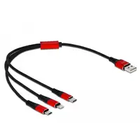DeLOCK Cable de carga USB 3 en 1 Tipo-A a Lightning/Micro USB/USB Type-C 30 cm neg