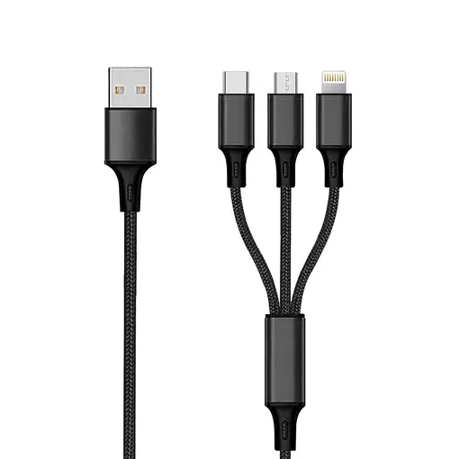 2GO 797154 cable USB 3 m USB B USB C/Micro-USB B/Lightning Negro