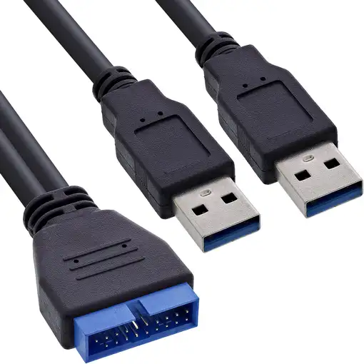 InLine 33447I cable USB USB 3.2 Gen 1 (3.1 Gen 1) 0,4 m 2 x USB Negro