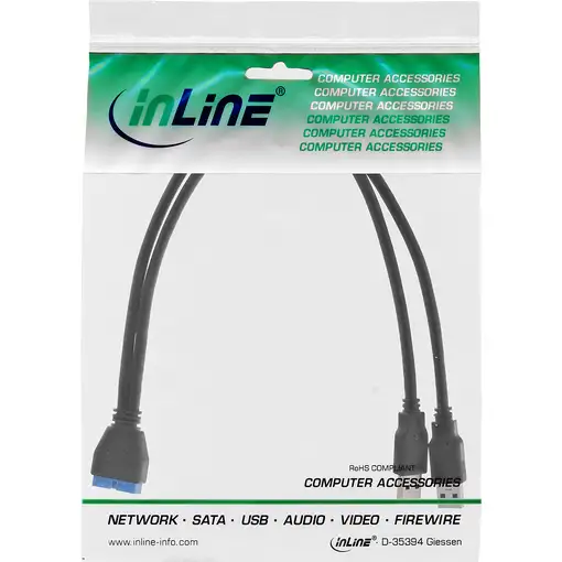 InLine 33447I cable USB USB 3.2 Gen 1 (3.1 Gen 1) 0,4 m 2 x USB Negro