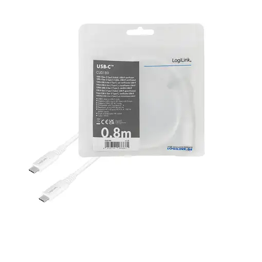 LogiLink CU0180 cable USB 0,8 m USB C Blanco