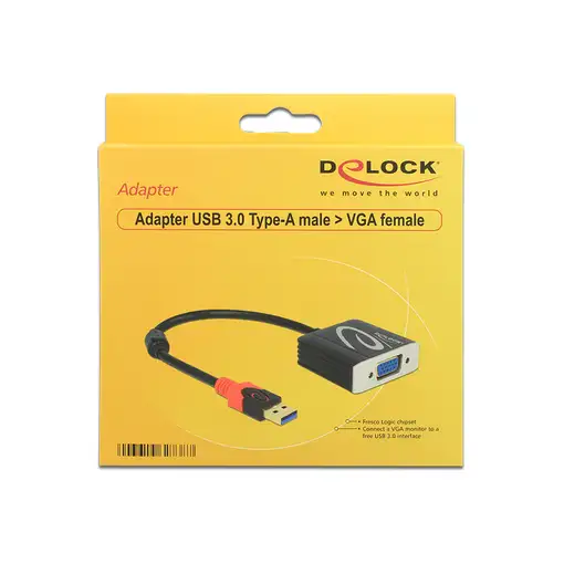 DeLOCK 62738 adaptador de cable de vídeo 0,2 m VGA (D-Sub) Negro