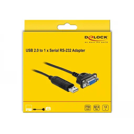 DeLOCK 66281 cable de serie Negro 1,8 m RS-232 USB tipo A