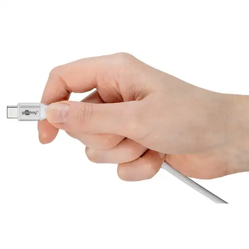 Goobay KAB USB-C (ST-ST) 2m Verbindungskabel Textilmantel White cable USB USB 2.0