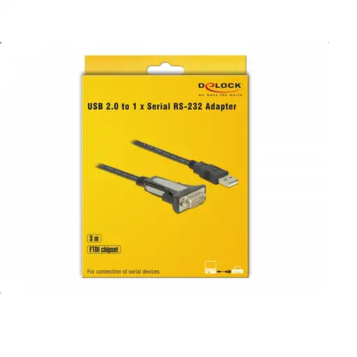 DeLOCK 65962 cable de serie Negro 3 m USB tipo A DB-9