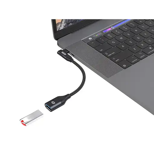 Conceptronic ABBY19B cambiador de género para cable USB-C USB-A Negro