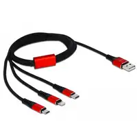 DeLOCK Cable de carga USB 3 en 1 Tipo-A a Lightning/Micro USB/USB Type-C 1 m negro